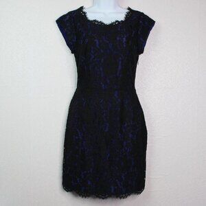 Joie Black & Blue Lace Cocktail Mini Dress